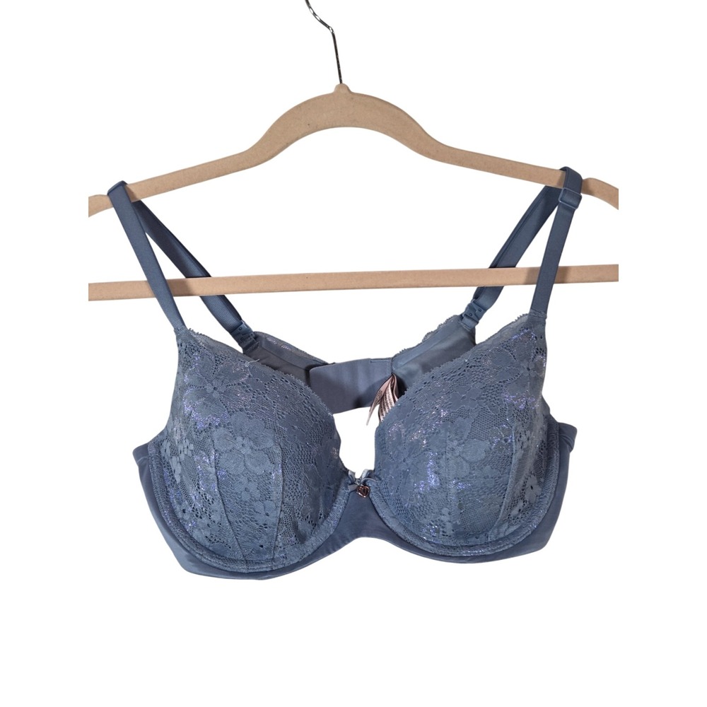 Victoria's Secret Body By‎ Victoria Lined Demi Bra Women 34D Blue Lace Shimmer